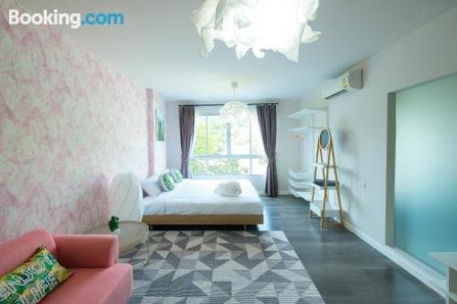 Palm leaf and Pastel pink condo in Phuket town By PP
